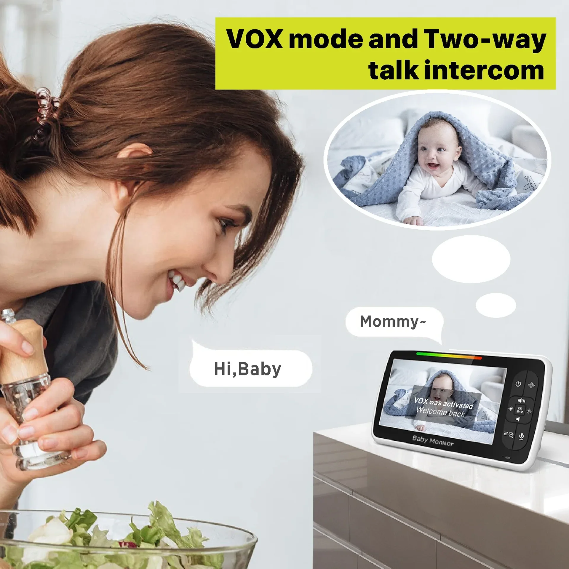 Monitor Bayi Video 5.0 Inch, D - Audio Music Kids ulasan dan harga