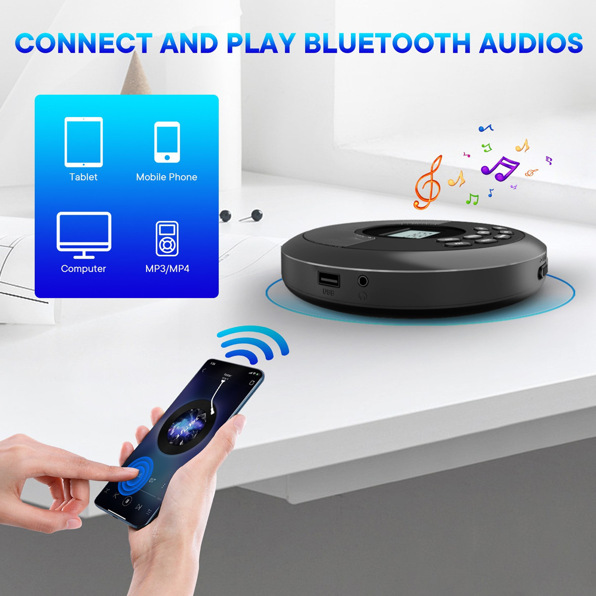 Mesin CD Disc Portabel Pemutar - Audio Music Mp3 Songs ulasan dan harga