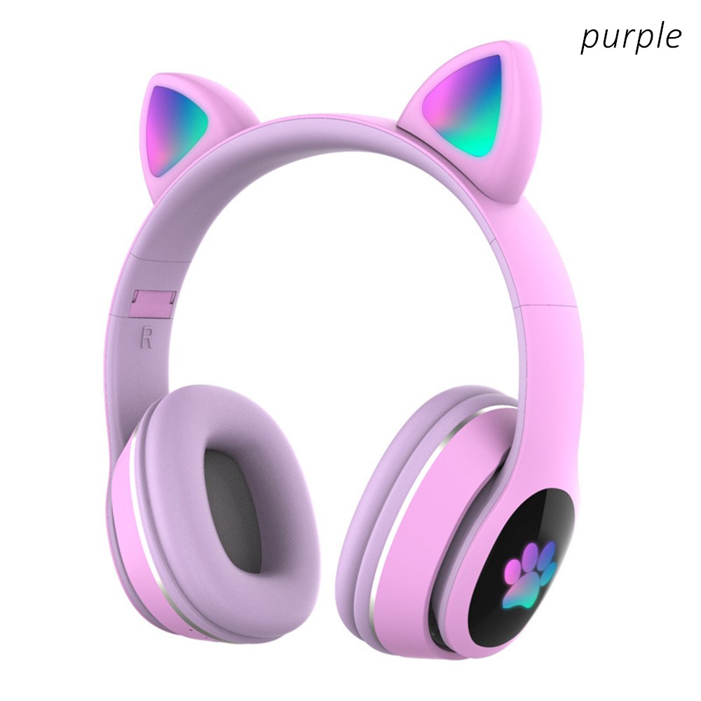 Headphone Nirkabel LED Kucing  - Audio Music Kids ulasan dan harga